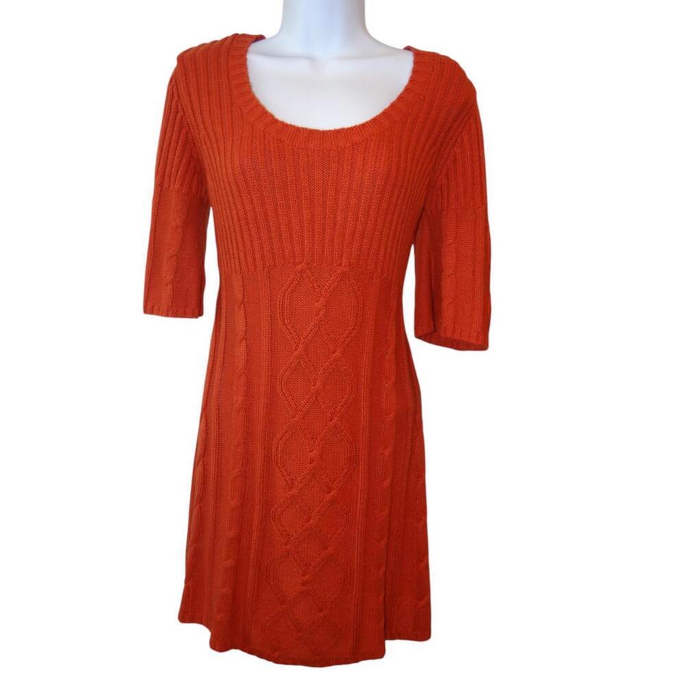 PINK ROSE Stylish Cable Knit Dress - Warm Orange